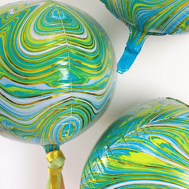 3 pcs 13" wide 4D Orbz Round Mylar Foil Balloons - Marble Purple