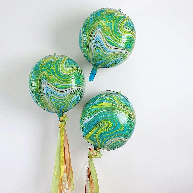 3 pcs 13" wide 4D Orbz Round Mylar Foil Balloons - Marble Purple