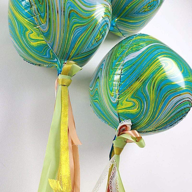 3 pcs 13" wide 4D Orbz Round Mylar Foil Balloons - Marble Purple