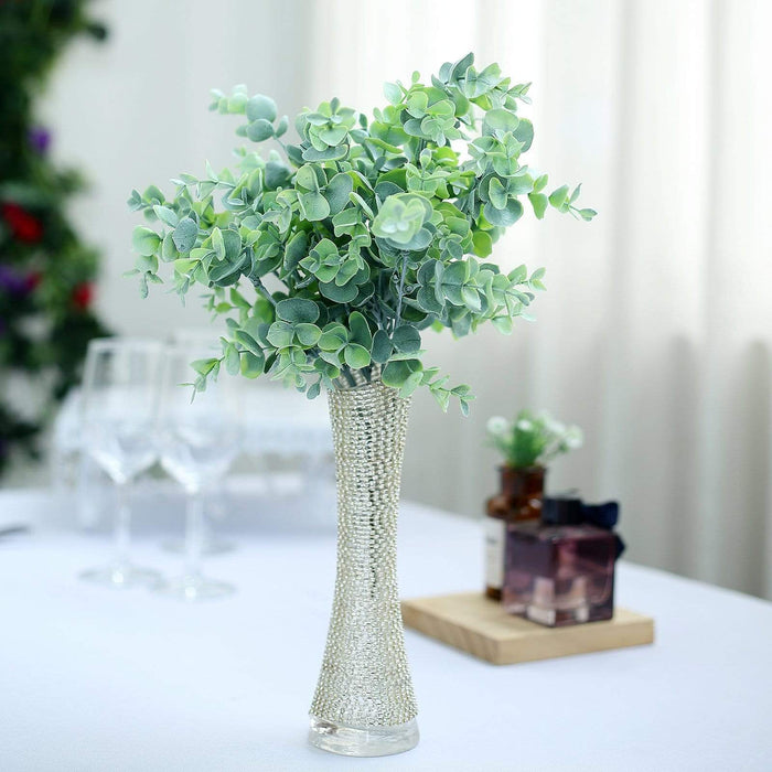 3 pcs 14" tall Eucalyptus Artificial Greenery Bushes - Frosted Green ARTI_GRN03_01