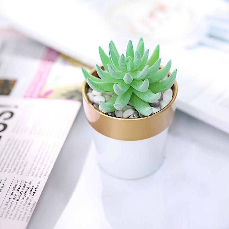 3 pcs 3" tall Metallic Round Plastic Flower Plant Pots