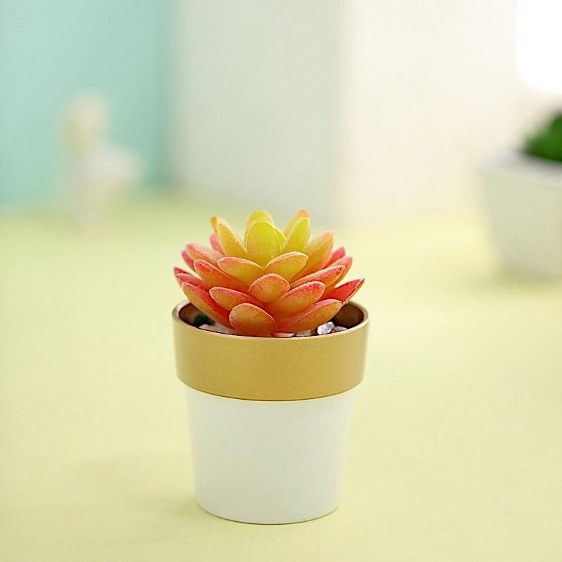 3 pcs 3" tall Metallic Round Plastic Flower Plant Pots