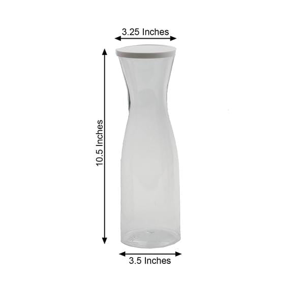 3 pcs 34 oz Plastic Carafes with Lids Beverage Jars - Clear and White DSP_SERV_CRF01_34_CLR