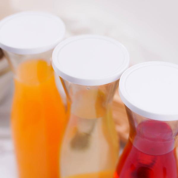 3 pcs 34 oz Plastic Carafes with Lids Beverage Jars - Clear and White DSP_SERV_CRF01_34_CLR