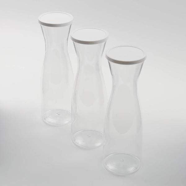 3 pcs 34 oz Plastic Carafes with Lids Beverage Jars - Clear and White DSP_SERV_CRF01_34_CLR