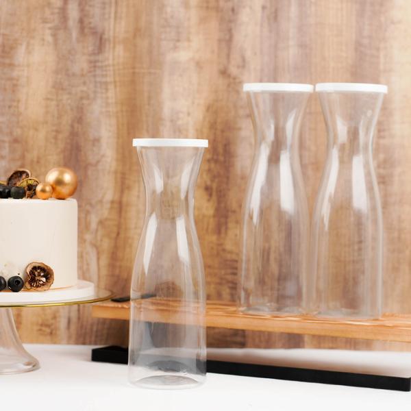 3 pcs 34 oz Plastic Carafes with Lids Beverage Jars - Clear and White DSP_SERV_CRF01_34_CLR