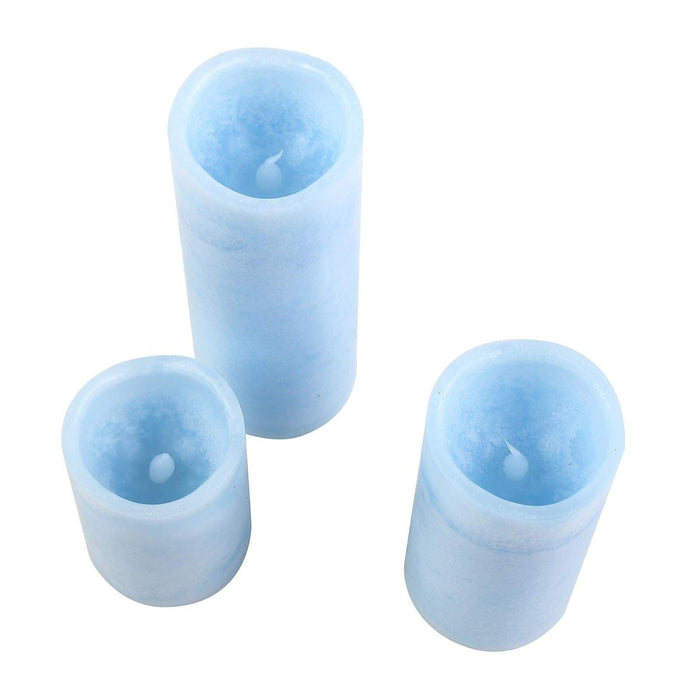 3 pcs 4" 6" 8" tall LED Pillar Candles Lights with Remote Control LED_CAND_PL01_BLUE