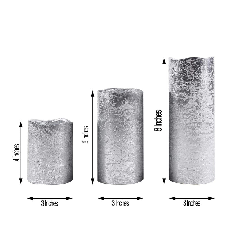 3 pcs 4" 6" 8" tall LED Pillar Candles Lights with Remote Control - Metallic Gold