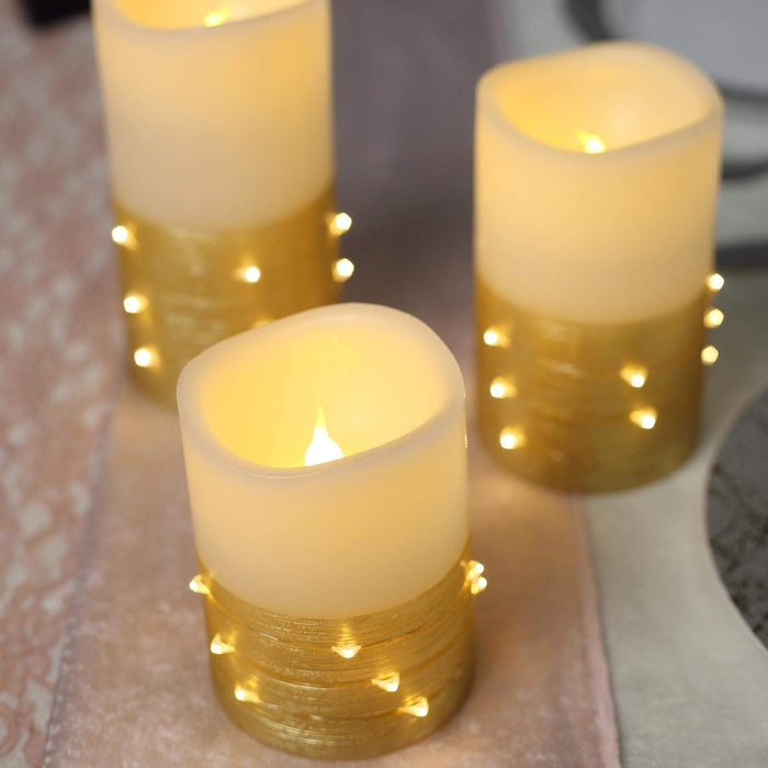 3 pcs 4" 6" 8" tall LED Pillar Candles String Lights with Remote Control