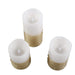 3 pcs 4" 6" 8" tall LED Pillar Candles String Lights with Remote Control LED_CAND_PL04_GOLD