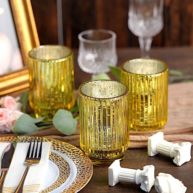 3 pcs 5" Speckled Mercury Glass Votive Candle Holders