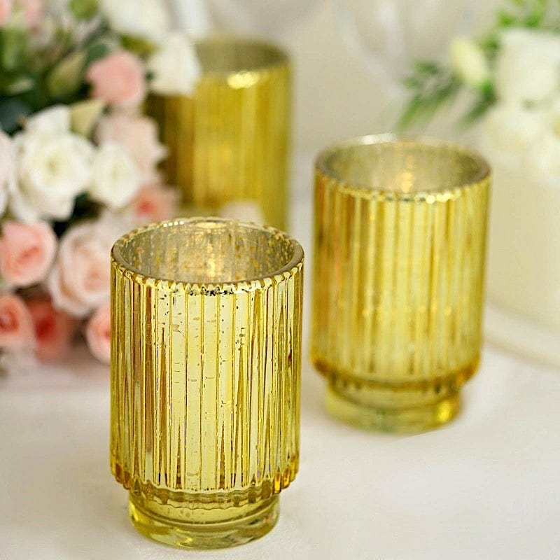 3 pcs 5" Speckled Mercury Glass Votive Candle Holders