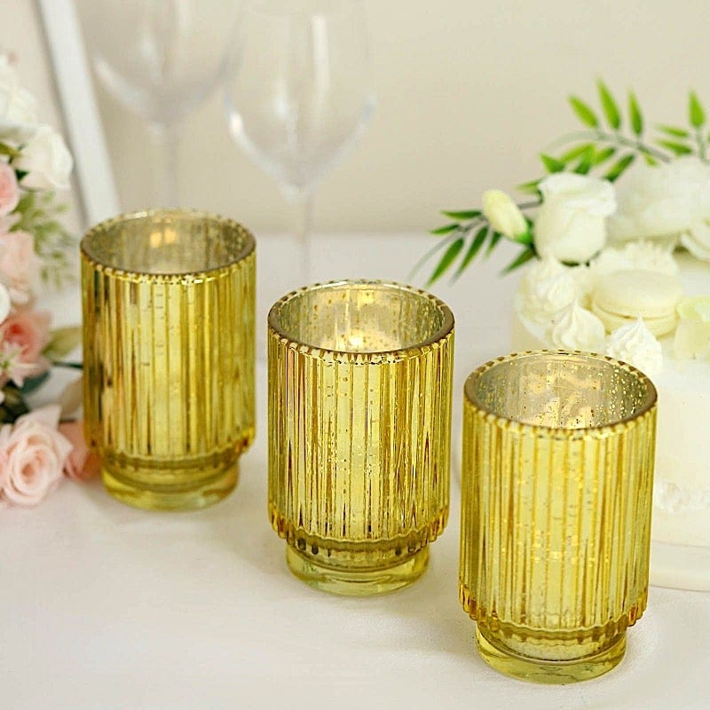 3 pcs 5" Speckled Mercury Glass Votive Candle Holders