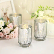 3 pcs 5" Speckled Mercury Glass Votive Candle Holders