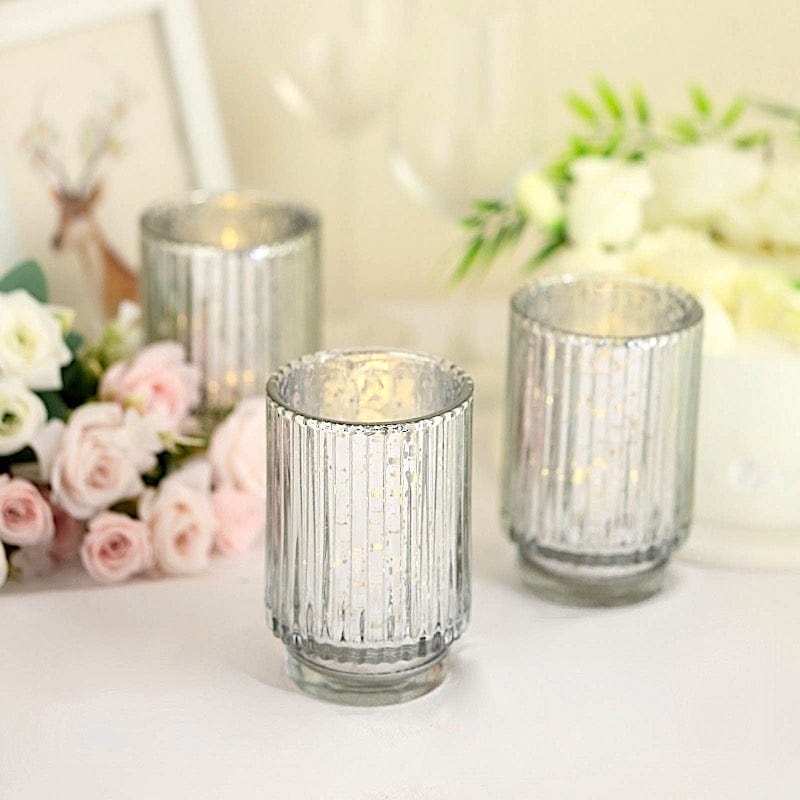 3 pcs 5" Speckled Mercury Glass Votive Candle Holders