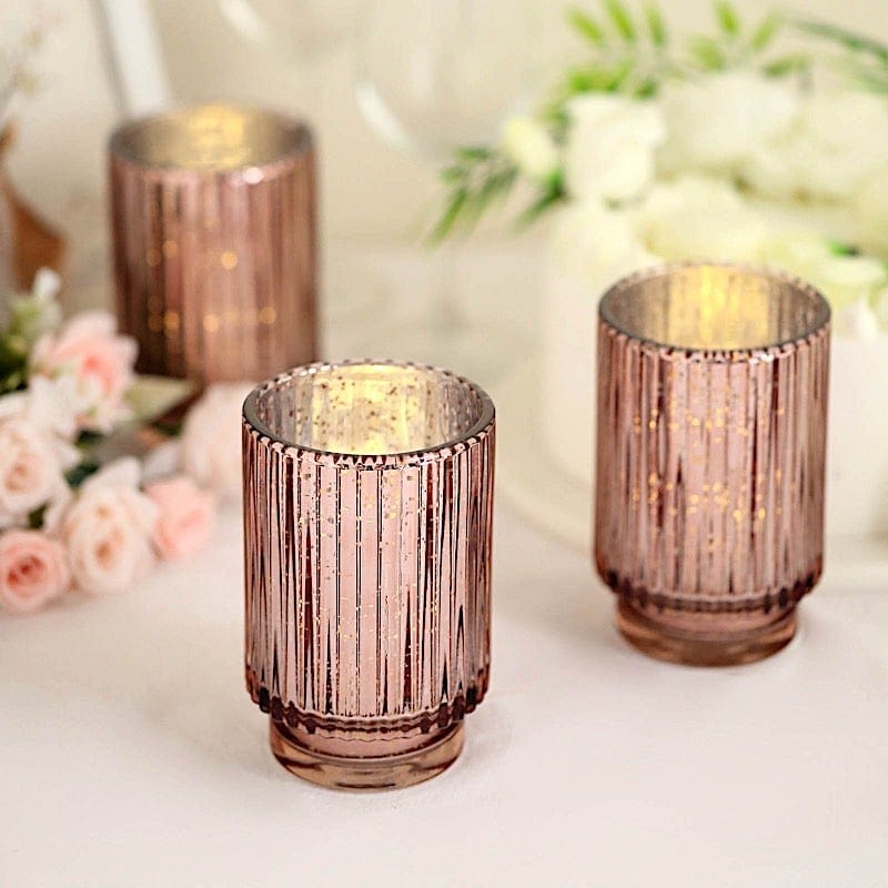 3 pcs 5" Speckled Mercury Glass Votive Candle Holders