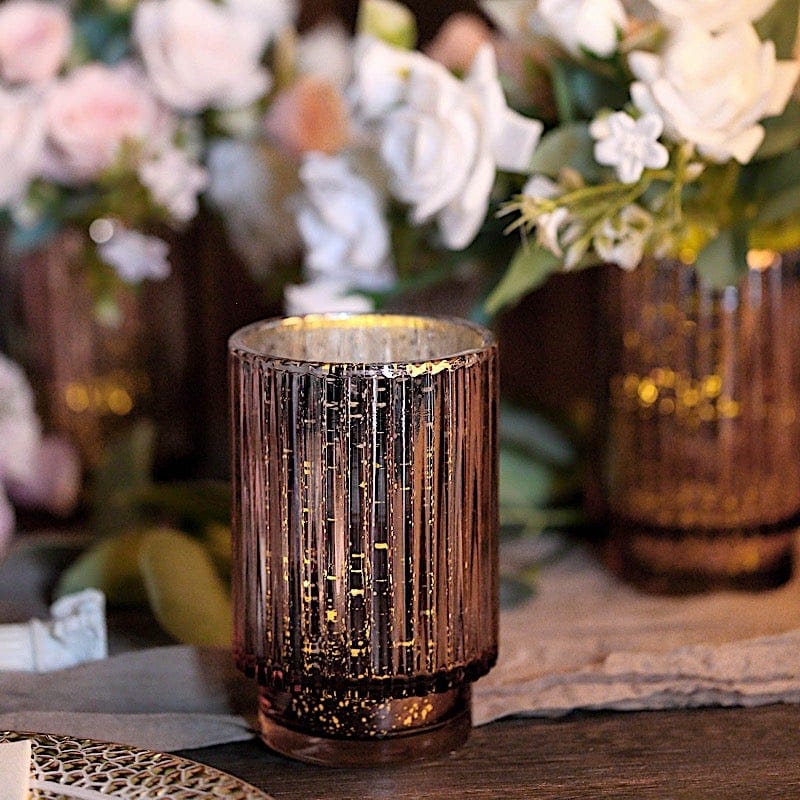 3 pcs 5" Speckled Mercury Glass Votive Candle Holders