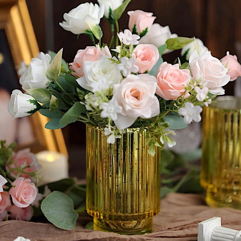 3 pcs 5" Speckled Mercury Glass Votive Candle Holders