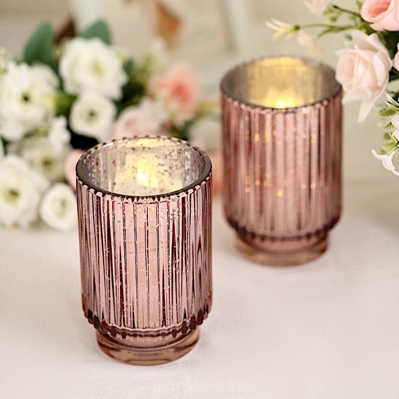 3 pcs 5" Speckled Mercury Glass Votive Candle Holders