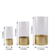 3 pcs 8" 10" 12" Glass Cylinder Honeycomb Rim Vases - Clear with Gold VASE_A26_SET02_GOLD