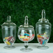 3 pcs 9" 10" 11" tall Glass Apothecary Jars Containers with Lids - Clear GLAS_JAR07_CLR