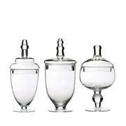 3 pcs 9" 10" 11" tall Glass Apothecary Jars Containers with Lids - Clear GLAS_JAR07_CLR