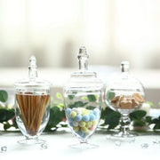 3 pcs 9" 10" 11" tall Glass Apothecary Jars Containers with Lids - Clear GLAS_JAR07_CLR