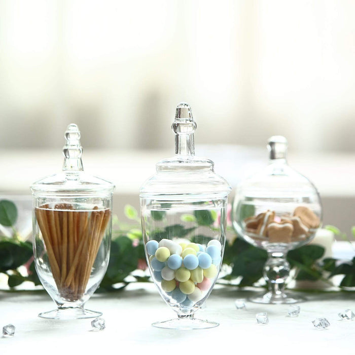 Set Of 3 Apothecary Glass Candy Jars With Lids - 9/10/11
