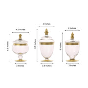 3 pcs Glass Apothecary Jars Containers with Lids - Clear with Gold Trim GLAS_JAR07_GOLD