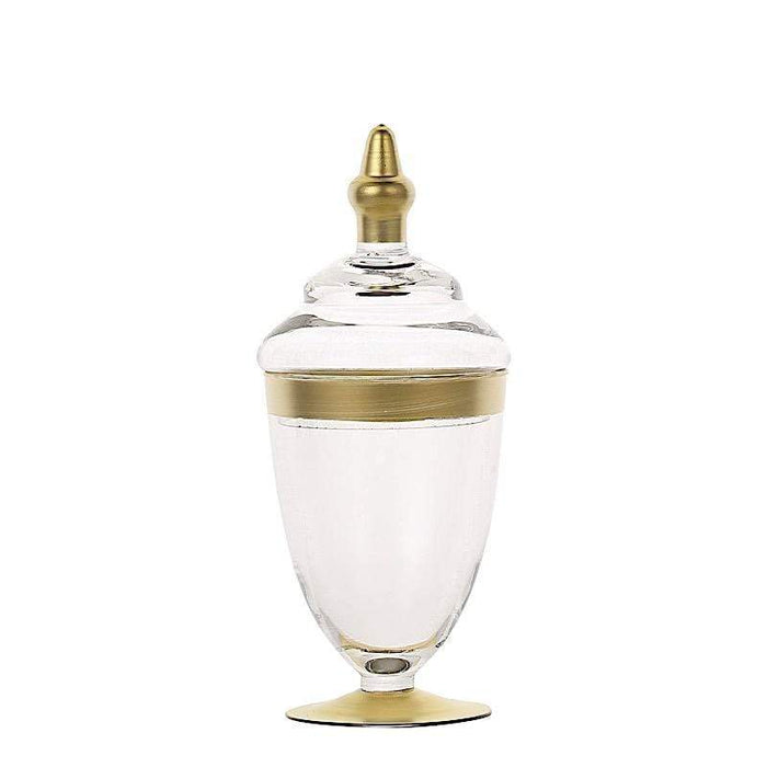 3 pcs Glass Apothecary Jars Containers with Lids - Clear with Gold Trim GLAS_JAR07_GOLD