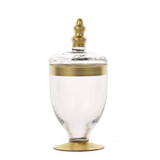 3 pcs Glass Apothecary Jars Containers with Lids - Clear with Gold Trim GLAS_JAR07_GOLD