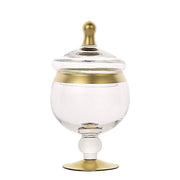 3 pcs Glass Apothecary Jars Containers with Lids - Clear with Gold Trim GLAS_JAR07_GOLD