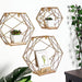 3 pcs Hexagon Metal with Wood Geometric Floating Shelves