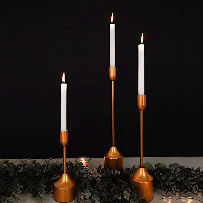 3 pcs Metal Taper Candlestick Holders - Gold IRON_CAND_TP010_SET_GOLD