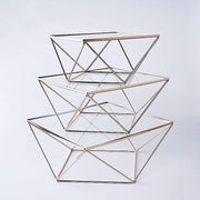 3 pcs Metal with Glass Geometric Cake Stands