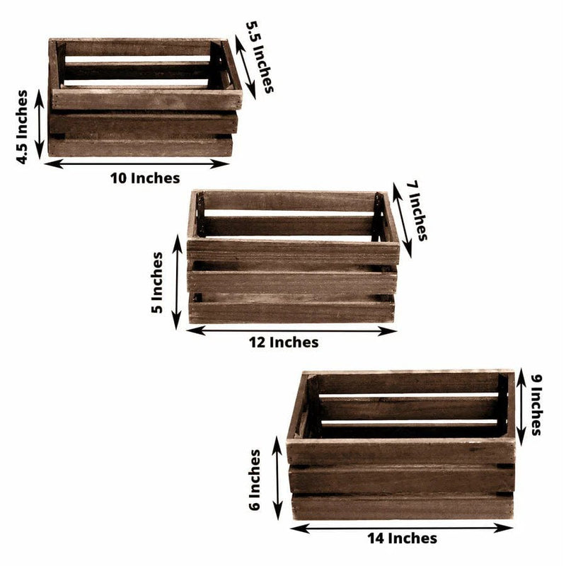 3 pcs Natural Wooden Crate Boxes Planter Holders