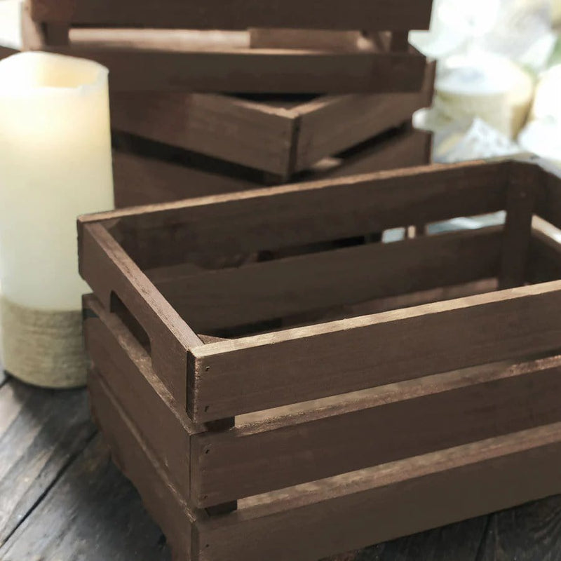 3 pcs Natural Wooden Crate Boxes Planter Holders