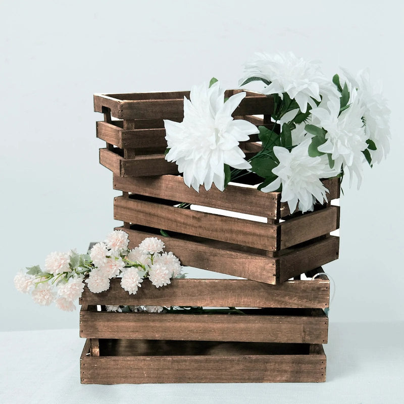3 pcs Natural Wooden Crate Boxes Planter Holders