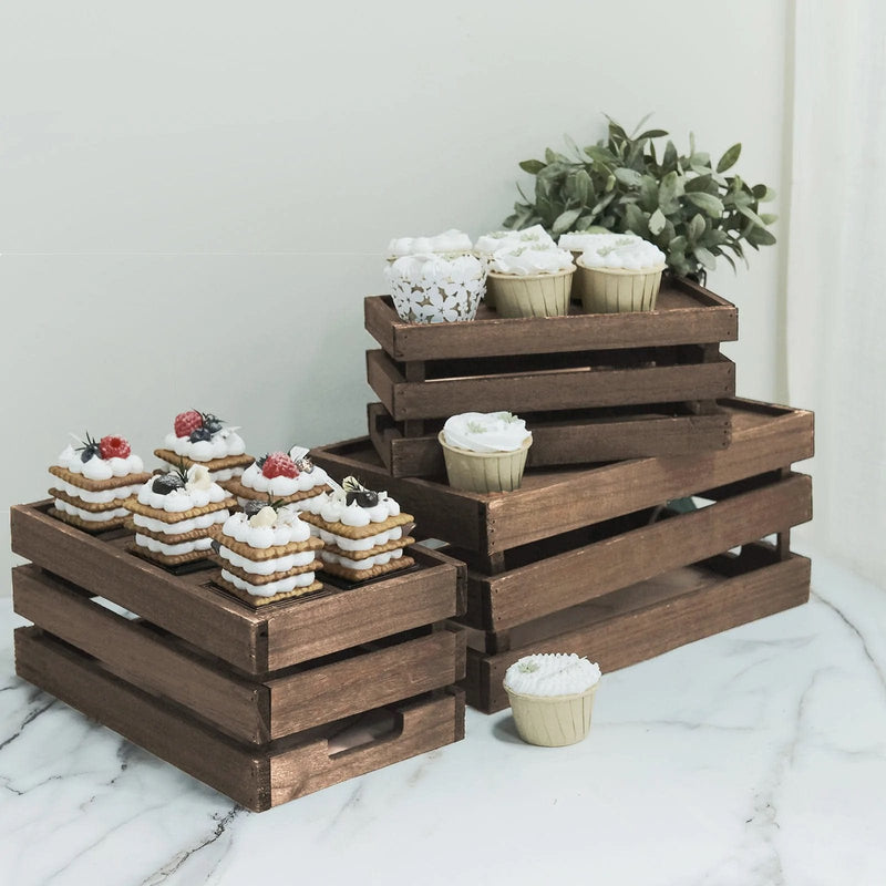 3 pcs Natural Wooden Crate Boxes Planter Holders