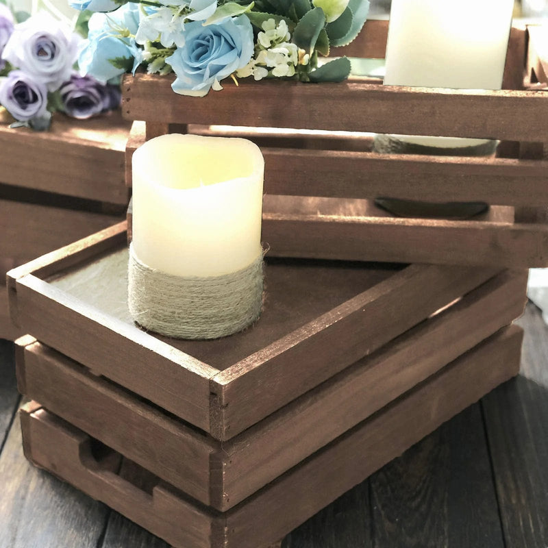 3 pcs Natural Wooden Crate Boxes Planter Holders