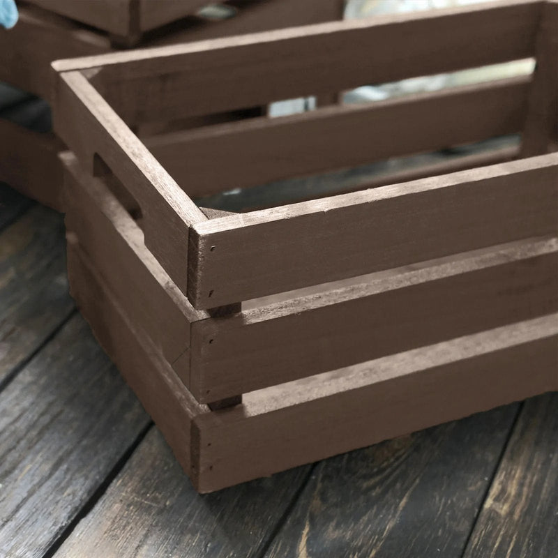 3 pcs Natural Wooden Crate Boxes Planter Holders