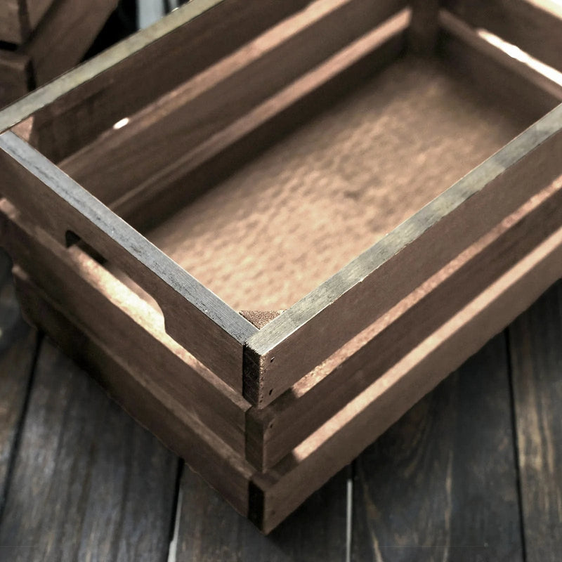 3 pcs Natural Wooden Crate Boxes Planter Holders
