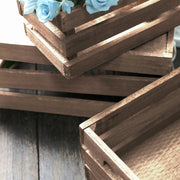 3 pcs Natural Wooden Crate Boxes Planter Holders
