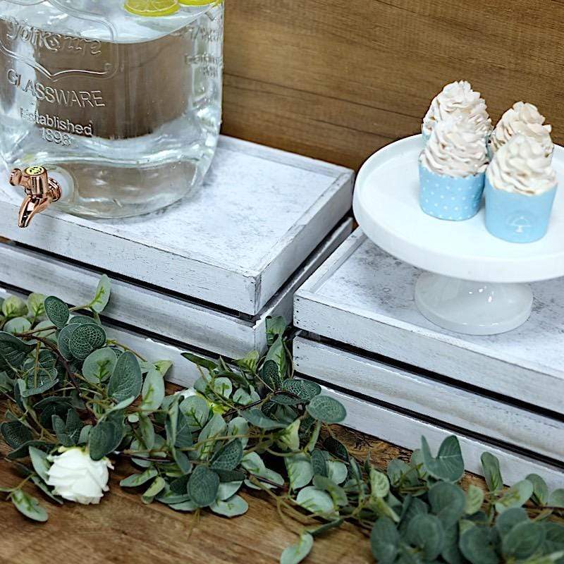 3 pcs Natural Wooden Crate Boxes Planter Holders - White WOD_PLNT03_SET_WHT