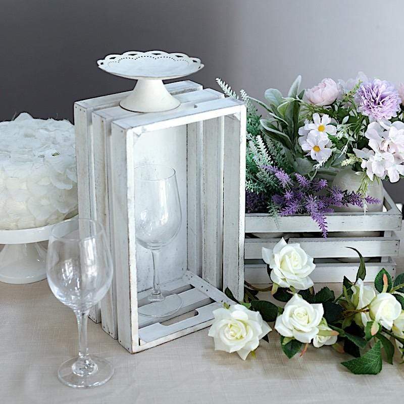 3 pcs Natural Wooden Crate Boxes Planter Holders - White WOD_PLNT03_SET_WHT