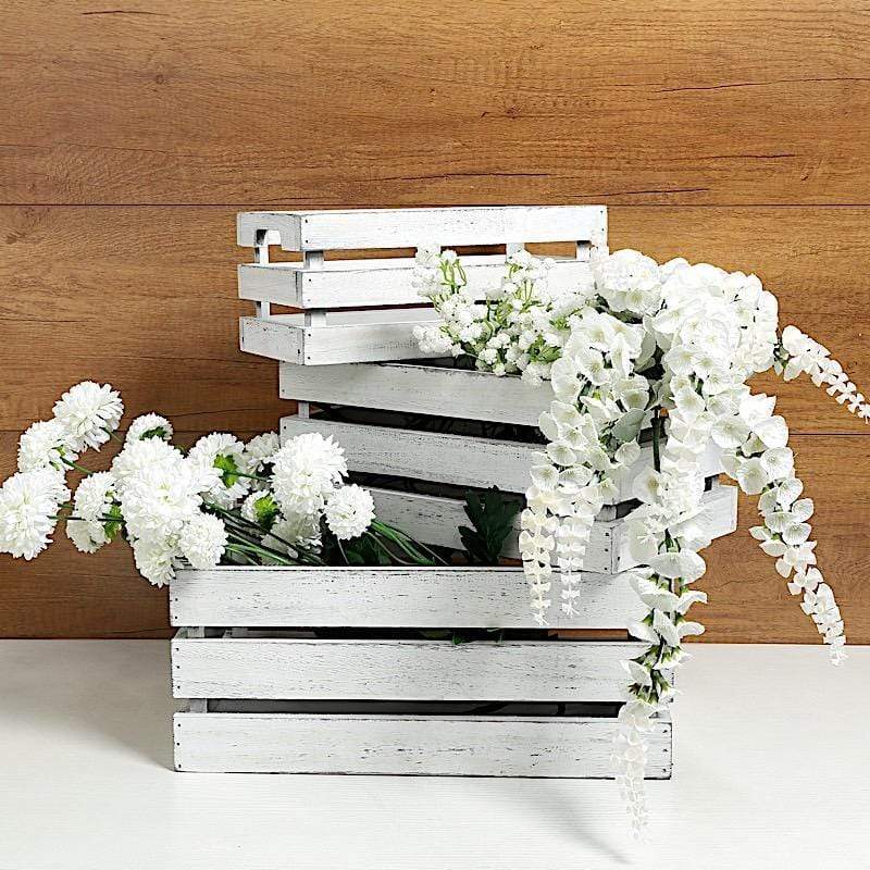 3 pcs Natural Wooden Crate Boxes Planter Holders - White WOD_PLNT03_SET_WHT