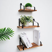 3 pcs Rectangular Metal with Wood Floating Shelves - Natural WOD_HOPSHLF_FLO01_DKBN