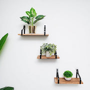 3 pcs Rectangular Metal with Wood Floating Shelves - Natural WOD_HOPSHLF_FLO01_DKBN