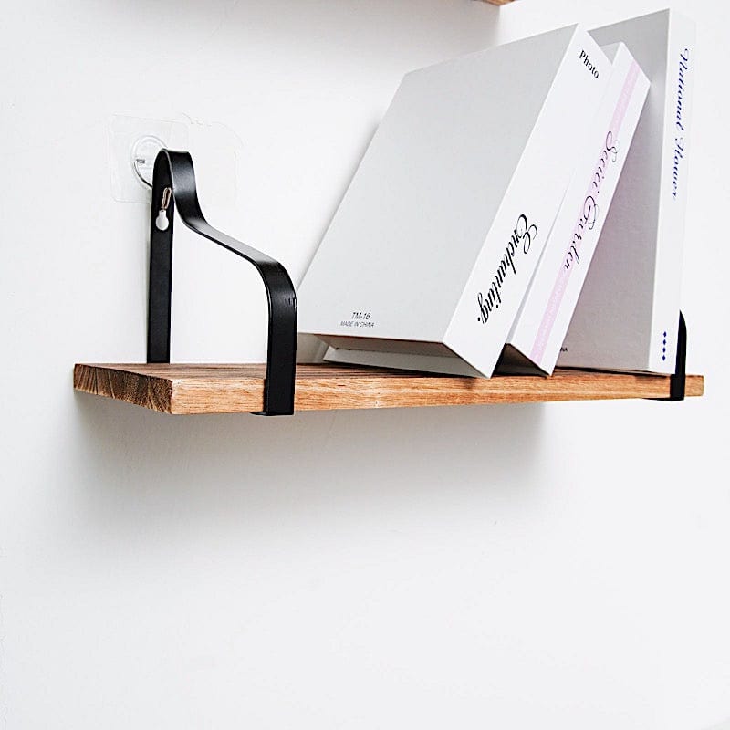 3 pcs Rectangular Metal with Wood Floating Shelves - Natural WOD_HOPSHLF_FLO01_DKBN