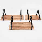 3 pcs Rectangular Metal with Wood Floating Shelves - Natural WOD_HOPSHLF_FLO01_DKBN